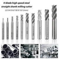 10pcs 4 flutes end mil high precision hss metal milling cutter spiral milling tool metal key seat face router bit 2 12mm