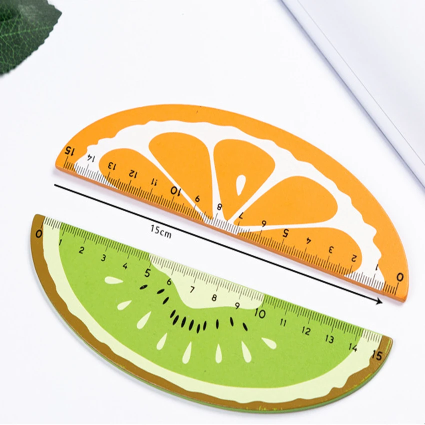 

free shipping 20pcs Korean cute cartoon creative fresh fruit shape wooden ruler 15cm Rulers Straight Measurement Tool