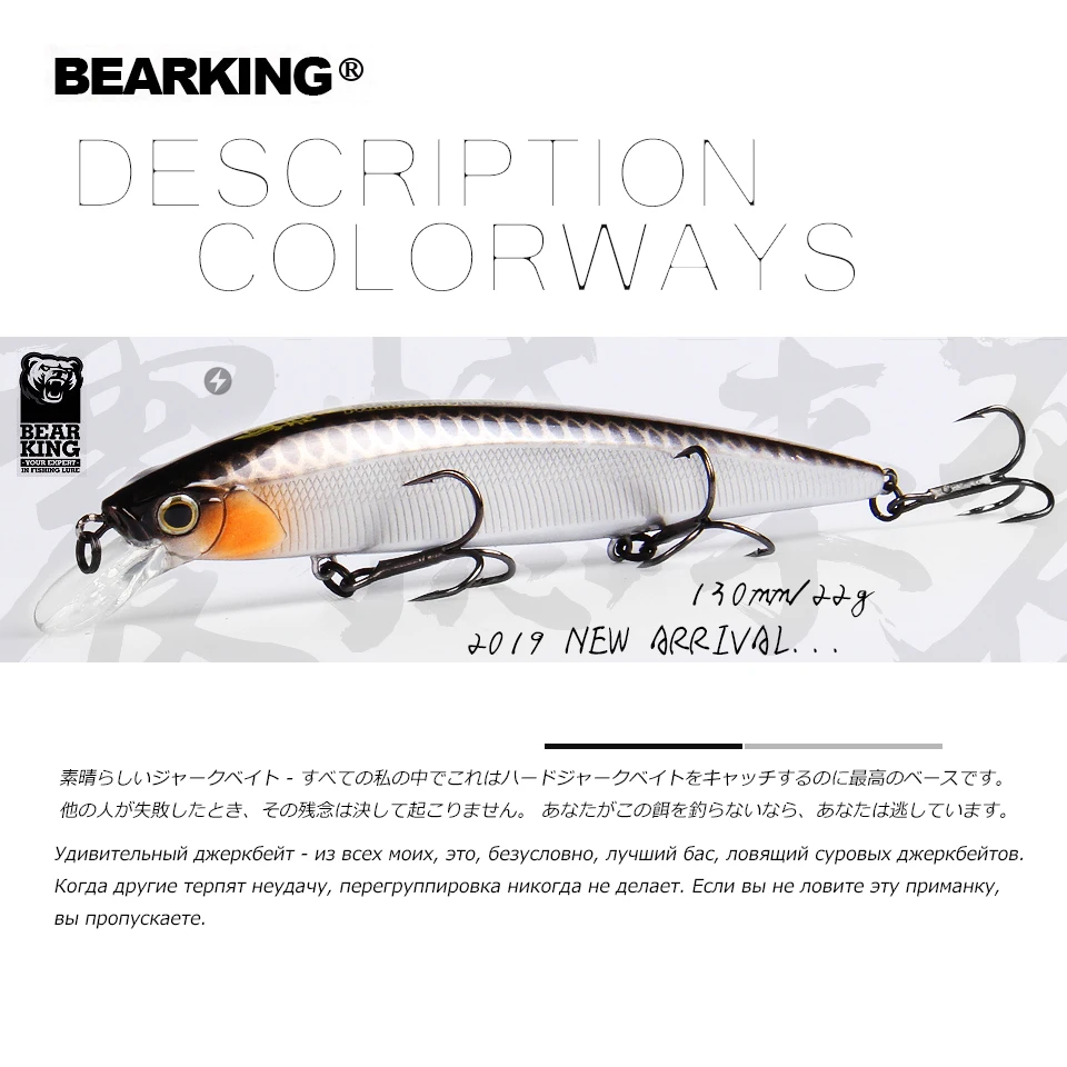 BEARKING 130 мм 22 г Популярные рыболовные приманки разные цвета рукоятка minnow