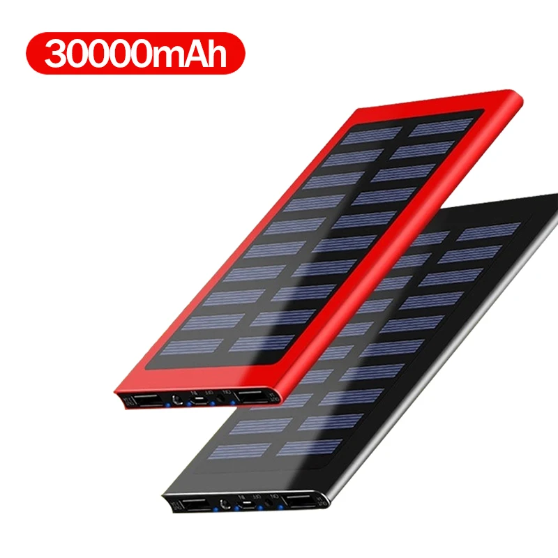 30000 мАч Солнечный внешний аккумулятор портативный водонепроницаемый