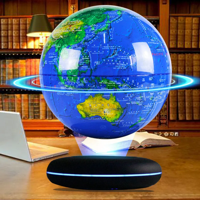 Magnetic Levitation 8 Inches World Map Luminescent Globe Floating Geoeraphy Teaching Resources&Fancy Gift Kids Toys Night Light