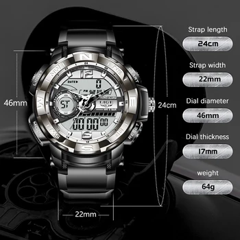 Mens Watches LIGE Sport Men Quartz Wristwatch Creative Diving Waterproof Alarm Watch Dual Display Clock Relogio Masculino +Box Other Image