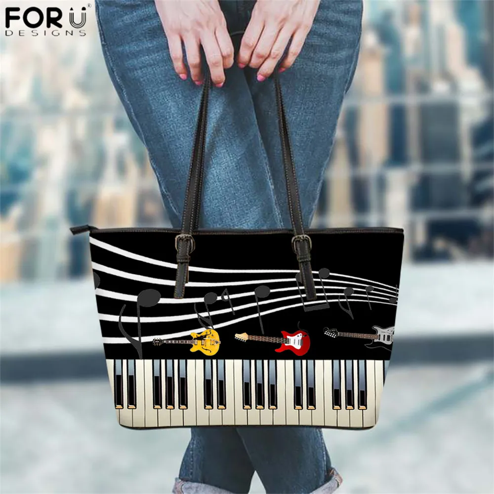 

Роскошная женская сумочка FORUDESIGNS с объемным рисунком музыкальных заметок для гитары, женские пляжные сумки через плечо, повседневная женск...