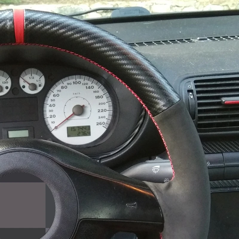 DKCEIS мягкая накладка на руль из углеродного волокна для Volkswagen VW Passat B5 Golf 4 Polo MK6 Seat