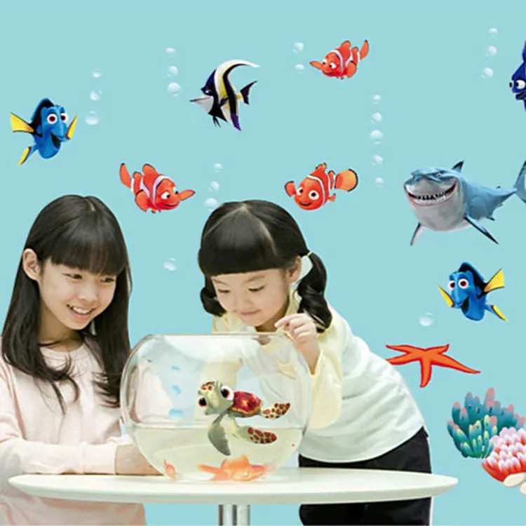 

Free Shipping Romantic scenery kitchen bathroom children wall stickers tropical fish underwater world shark decorative pattern
