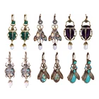 Высококачественные насекомые индийские ювелирные изделия, винтажные серьги-капли золотого цвета, кулон с жемчугом Beatle, модный скелет недели