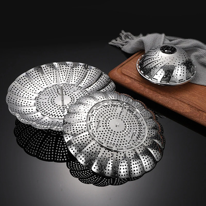 

Folding Steaming Tray Stainless Steel Fruit Display Basket Multi-Function Retractable Steamer Trays Kitchen Cooking Tools