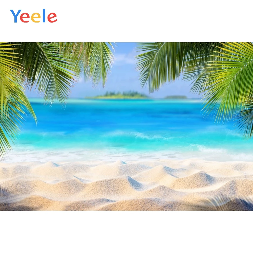 Тропический морской пляж море океан Пальма небо облако Фотофон из винила для