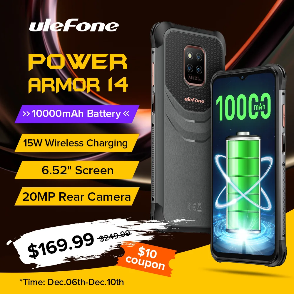 Ulefone power armor 14 telefone áspero 10000mah android 11 2.4g/5g wlan celular versão global nfc smartphones carregamento sem fio (0)