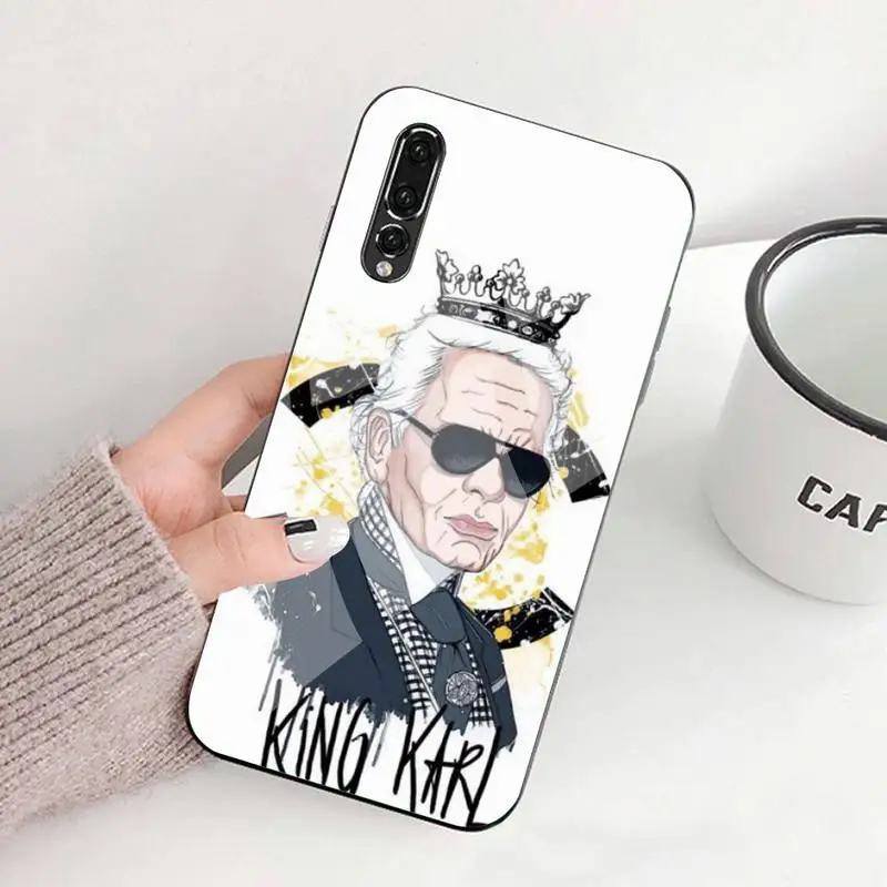 

Fashion Brand Designer KARLs Phone Case Tempered Glass For Huawei P9 10 Plus 20 Pro Mate9 10 20 20pro Honor7A 8X 9 10 Nova3i 5