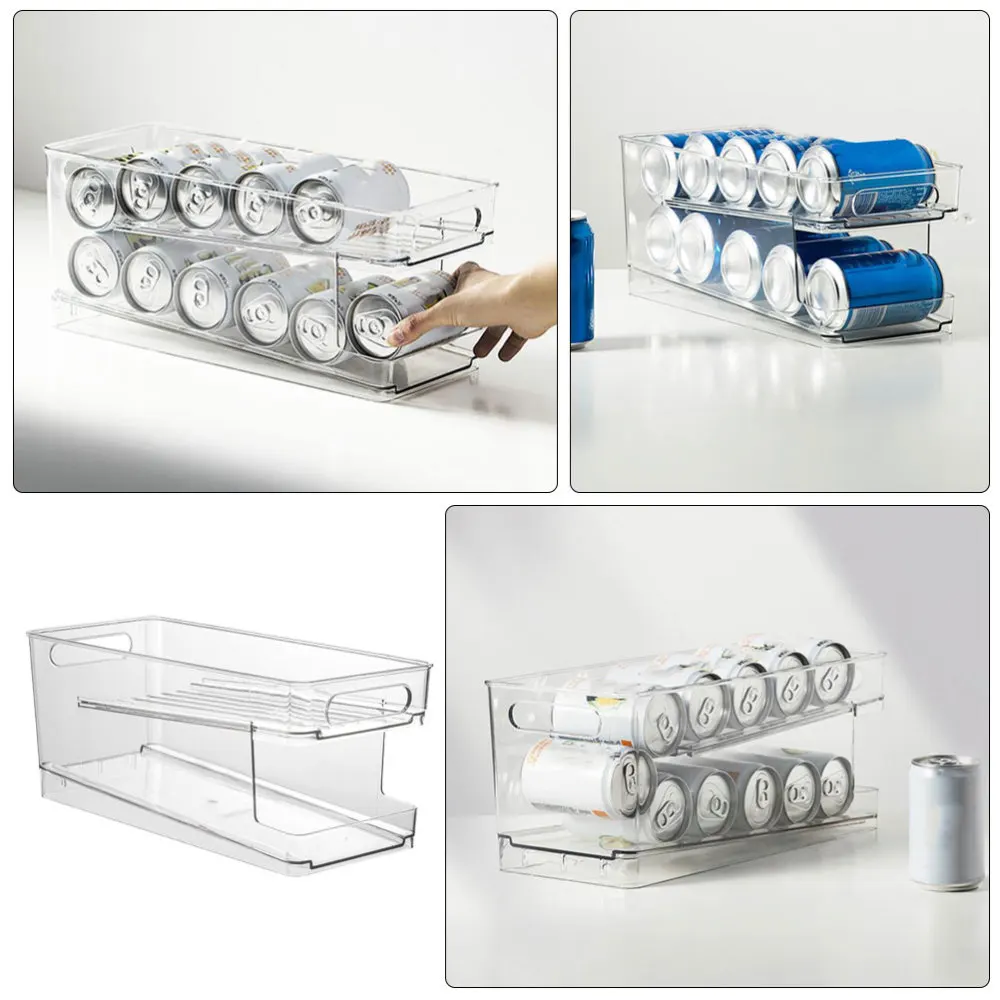 

1Pc Kitchen Fridge Storage Box Chic Beer Organizer Drinks Container Transparent