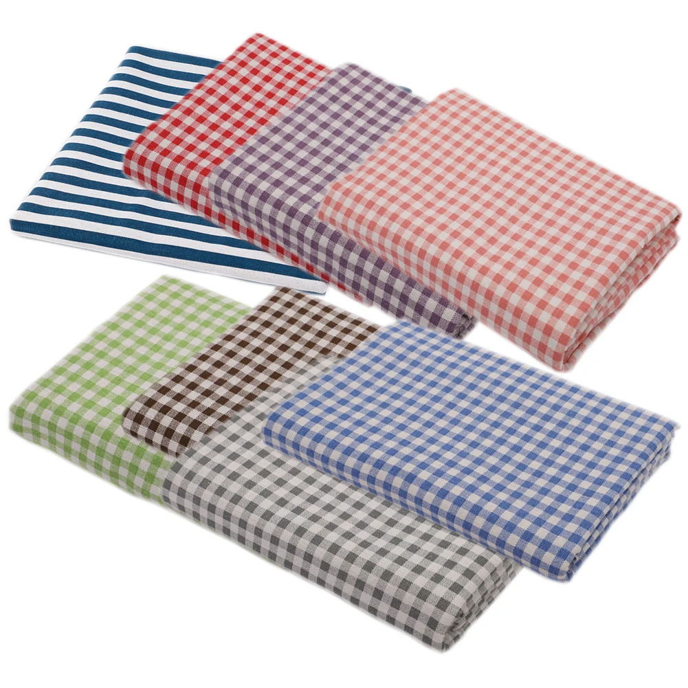 

8pc Printed Mini plaids Pattern Stripe Linen Cotton Craft Fabric Bundle Patchwork DIY Sewing Quilting Handwork Cloth For Cushion