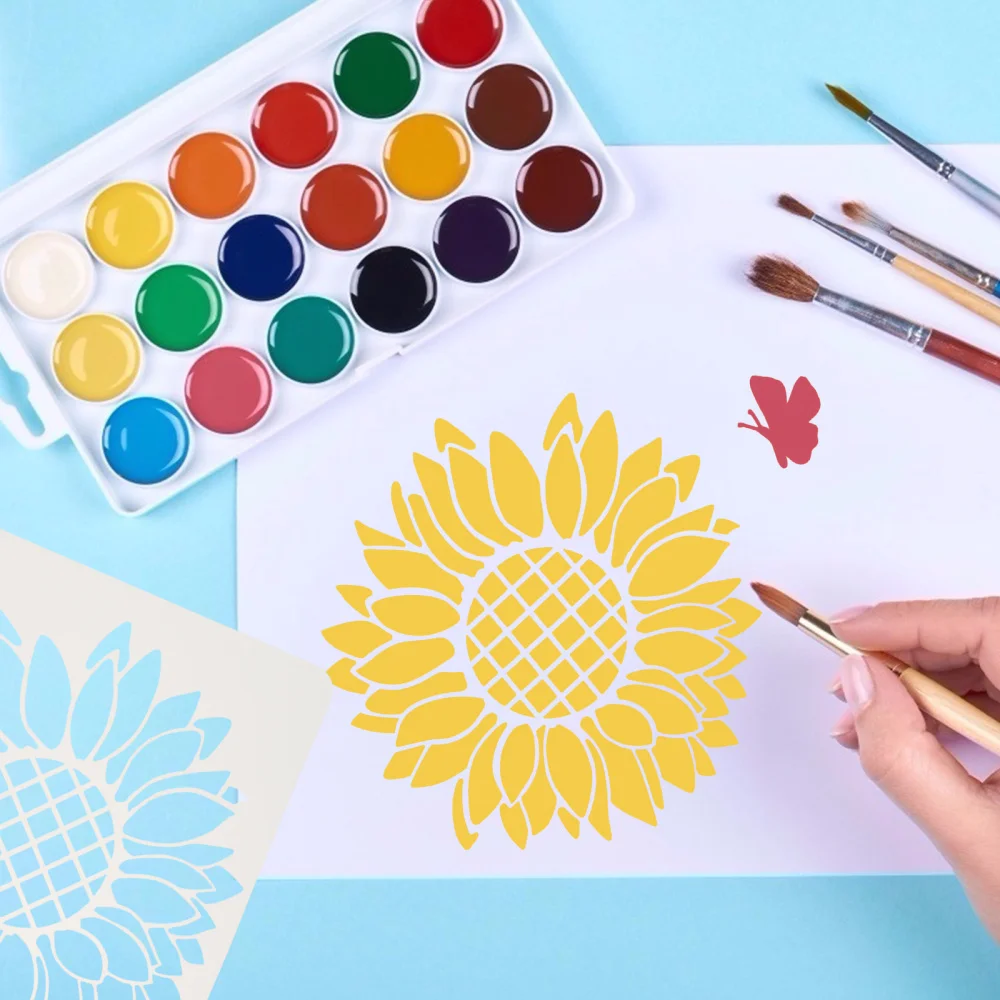 

8pcs DIY Sunflower Hollow Painting Templates Crafts Drawing Stencil Templates