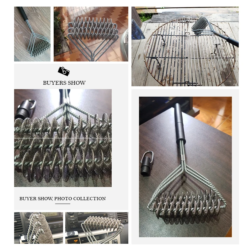 

BBQ Tools Barbecue Grill Brush Clean Stainless Steel Bristles Non-stick Cleaning Brushes With Handle Durable Cook Accessorie