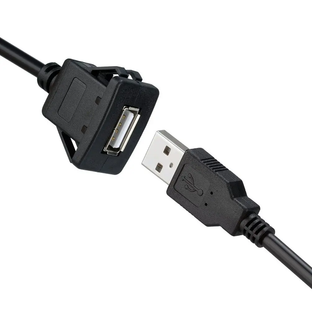 

USB2.0 Flush Mount Cable 1M/2M Double/Single USB Port Extension Flush Dashboard Panel Mount Cable for Car Boat Motorcycle