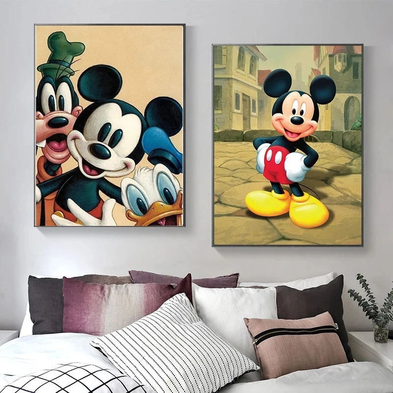 

Wall Art Mickey and Minnie Canvas Home Decor Disney Painting HD Print Modern Street Posters Cuadros Modular Pictures Living Room