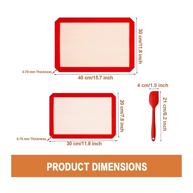 Retail 2 Set Non-Slip Washable Reusable Baking Tray With Silicone Spatula Heat Resistant Bakeware Mat A &amp B | Дом и сад
