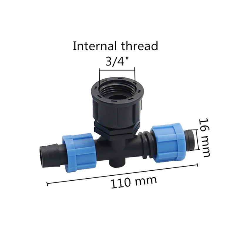 ID 3I4 to 16mm Tee 30 шт. садовые соединители для воды 16 мм капельная лента прямые тройники Концевая вилка 1/" 3/4" резьба DN17 разветвитель труб - Цвет: ID 3I4 to 16mm Tee