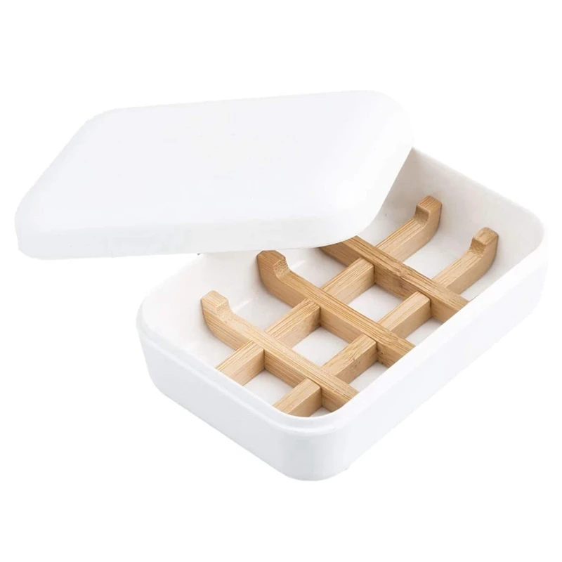 

Soap Dish Bamboo, Portable Leak Proof Bamboo Soap Box Soap Holder, Handcrafted Bamboo Fiber Soap Holder