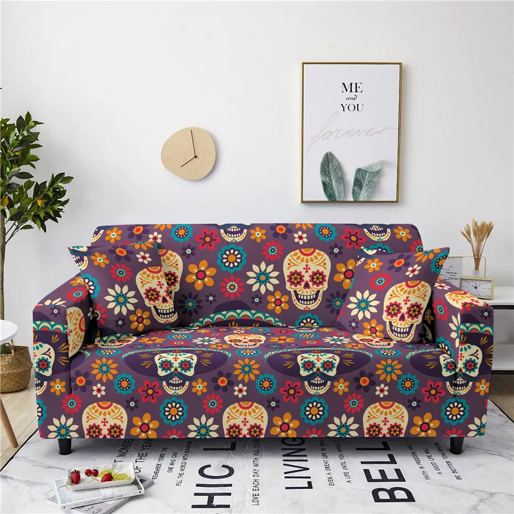 Чехол для дивана с принтом черепа эластичный чехол чехлы гостиной угловой диван