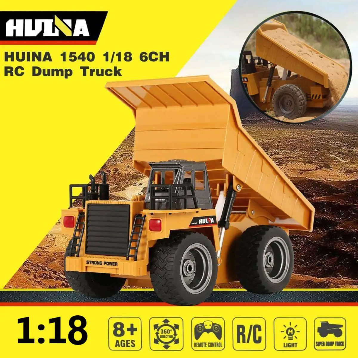

1/18 2,4G 6-канальный электросамосвал на радиоуправлении, инженерный автомобиль из сплава, шарнирный самосвал, модель автомобиля, игрушки в под...
