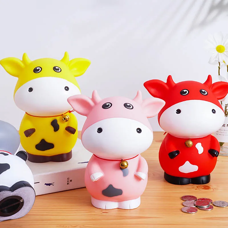 

Kids Money Box Toys Children Piggy Bank Savings Boxes for Coins Banknotes Safe Storage Alcancias Cute Room Decor Animal Cow Gift