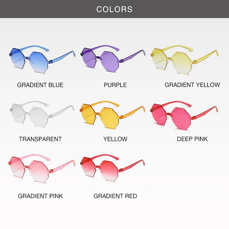 

New Fashion Frameless Multilateral Glasses Dazzling Color Atmospheric Glasses Luxury Sunglasses Shades For Women UV400