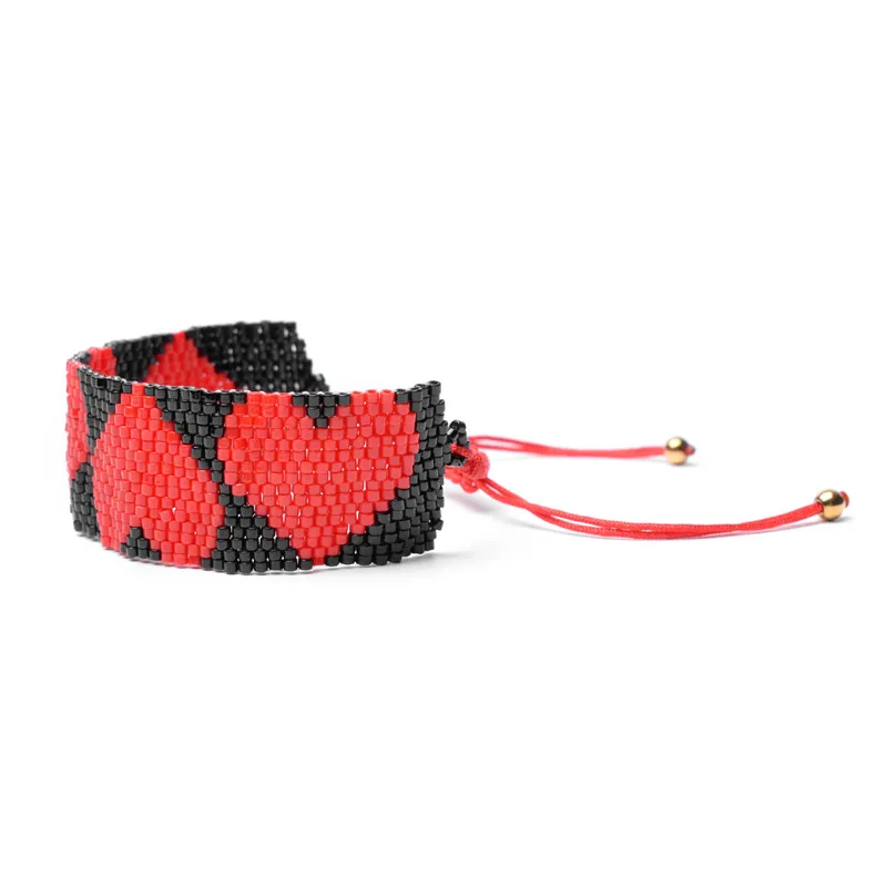 

Rttooas Fashion Red Heart Bracelet Women MIYUKI Beaded Woven Charm Bracelets Handmade Female Jewelry Pulseras Mujer Moda 2020