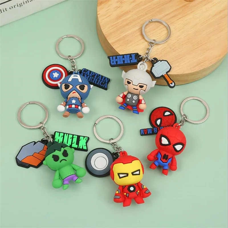 

Disney Marvel Mini Silica Gel Key Buckle Iron Man Spider Man Captain America Model Decorations Pendant Disney Toy Gifts