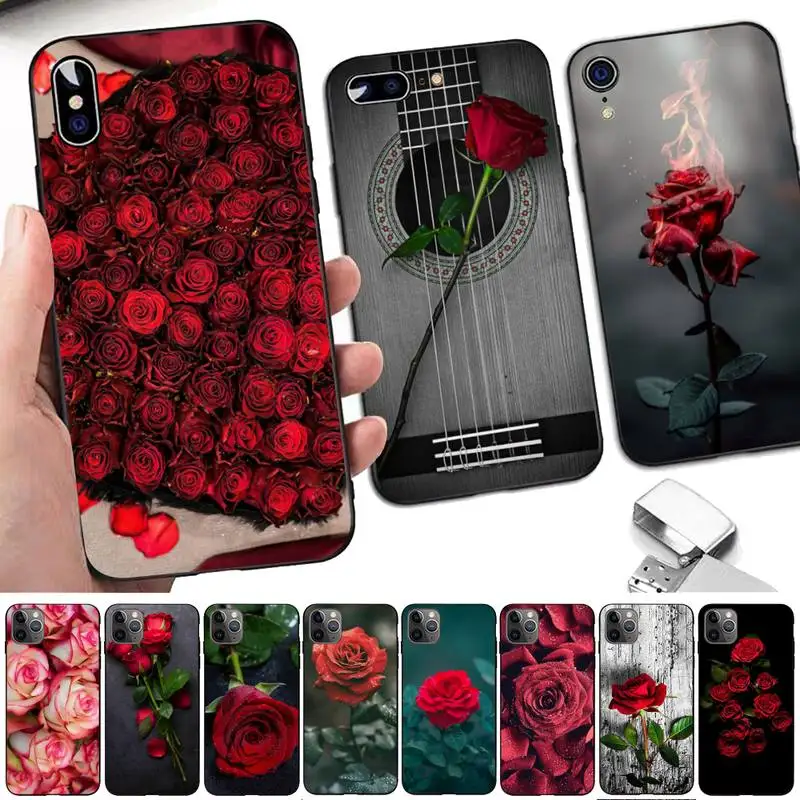 

Red Rose flower Phone Case for iphone 13 8 7 6 6S Plus X 5S SE 2020 XR 11 12 pro XS MAX