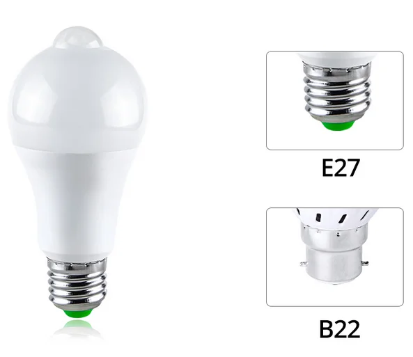 Светодиодная лампа E27 PIR 12 Вт 18 с датчиком движения AC85-265V LED ночник для коридора