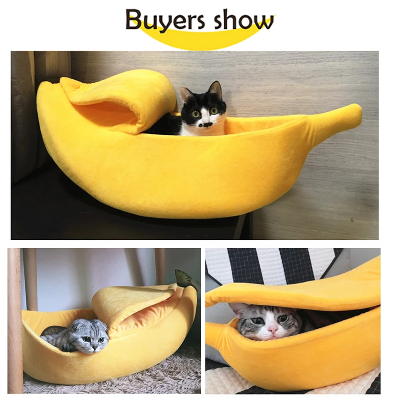Hoopet банан кошка кровать Конура Милая прекрасная форма пушистый теплый мягкий для