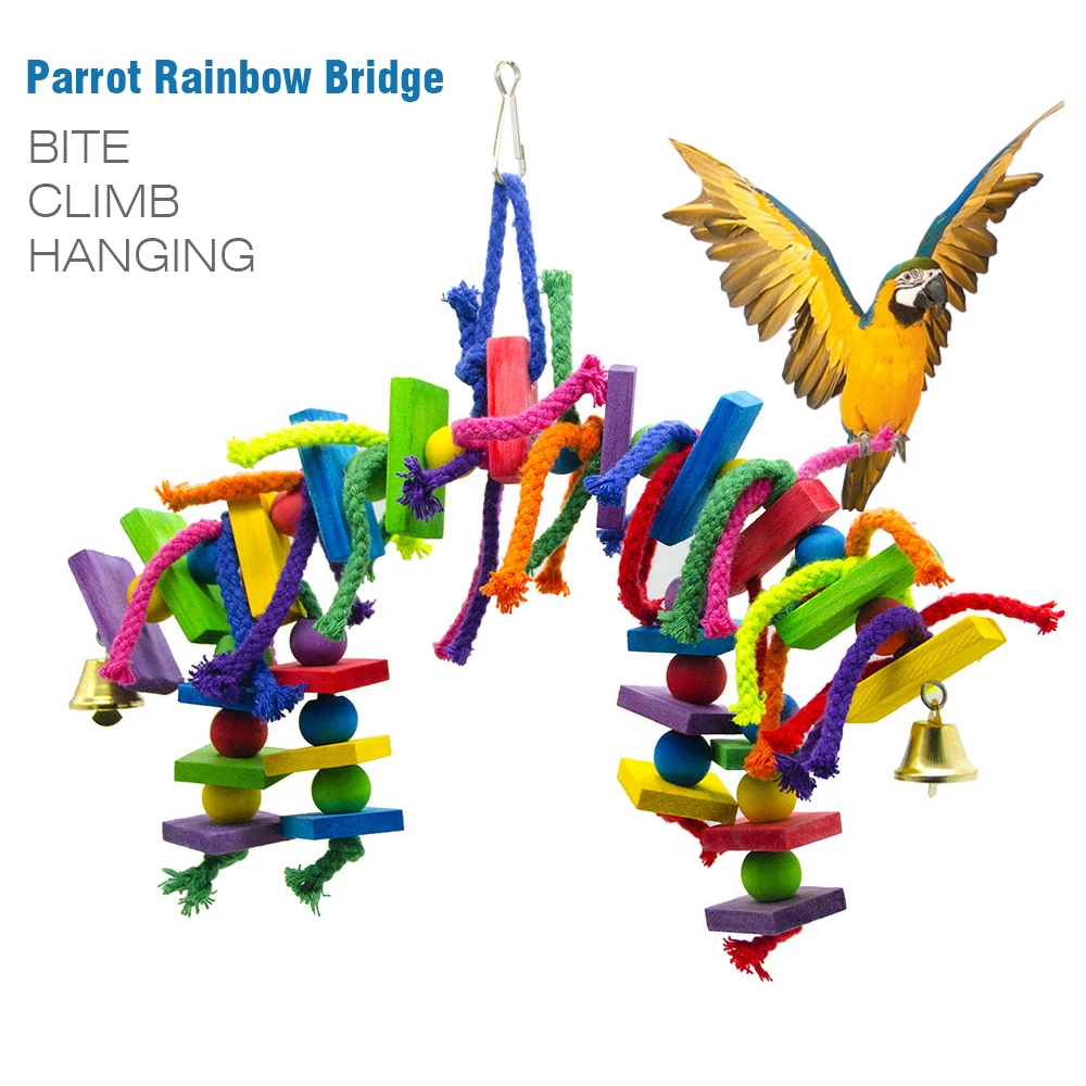

Pet Bird Wooden Hanging Cage Chew Toy Parrot Parakeets Conures Cockatiels Toy