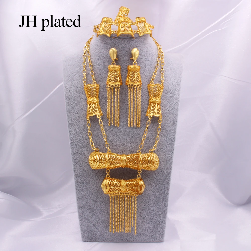 

jewellery Arabia Luxury Jewelry sets for women gold Necklace Bracelet Earrings Ring Dubai Indian bridal African wedding gift set