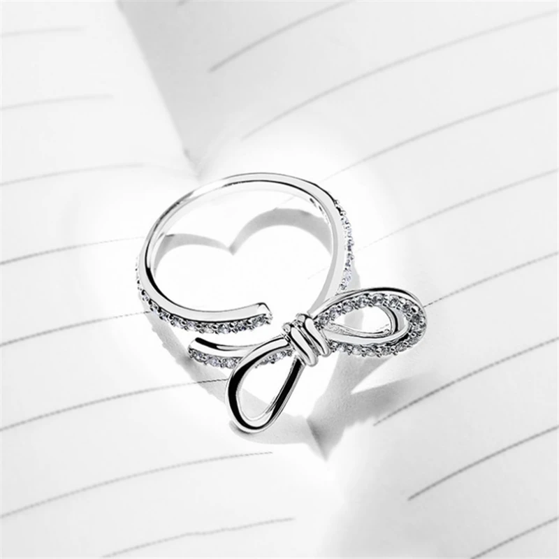 Модные Роскошные корейские модные тибетские серебряные кольца с бантом