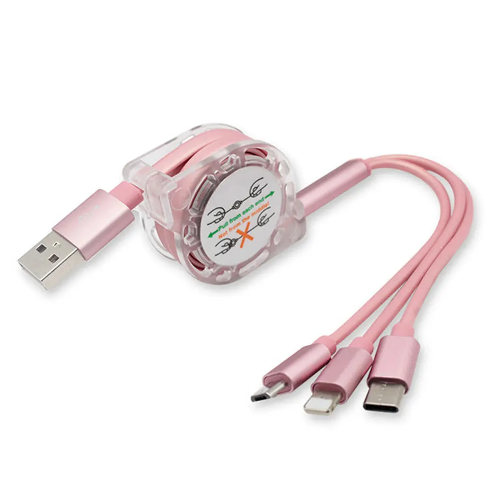 KISSCASE 3 в 1 Выдвижной USB кабель для мобильного телефона Micro usb type C iPhone 11 samsung huawei