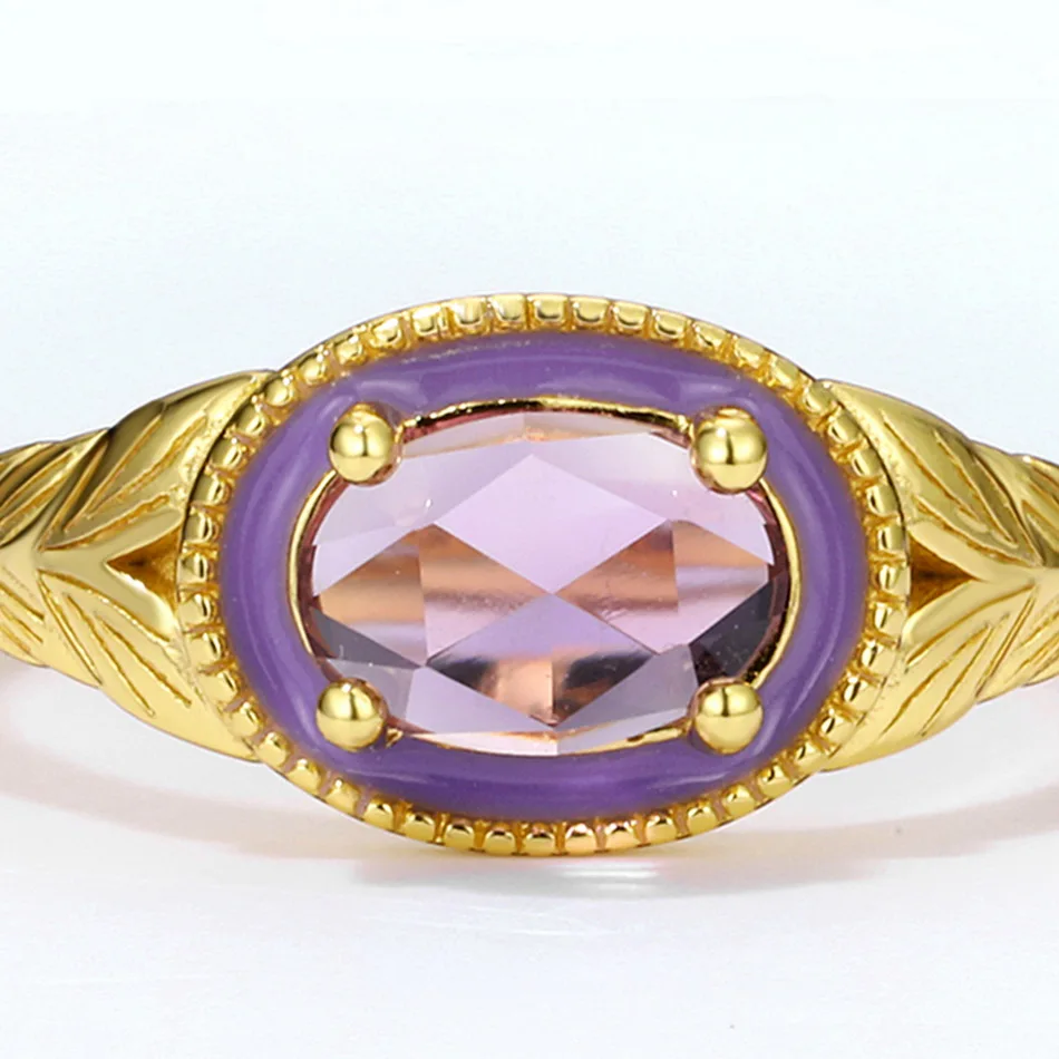 

ALLNOEL Solid 925 Sterling Silver Rings For Women Luxury Jewellery 7*5mm Natural Amethyst Lolite Adjustable Engagement Jewerly