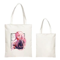 darling in the franxx shopper bag anime cosplay zero two cute sweet print canvas handbag casual women girl shoulderbag 2021