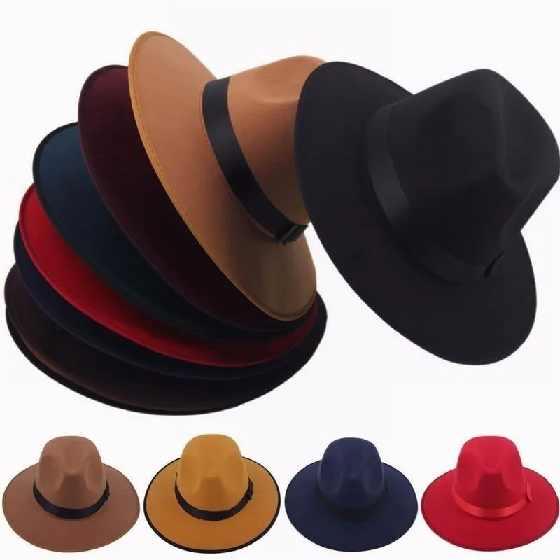 

Hat Women Jazz Hats Vintage Trilby Derby Cap Fashion Cloche Unisex Casual Large brim Cowboy Wool caps Panama hat Fedora Ca