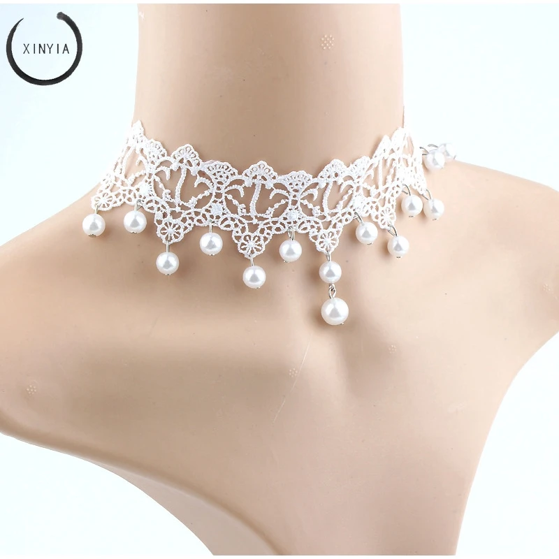 

Fashion Women Faux Pearl Charm Choker Short Necklace