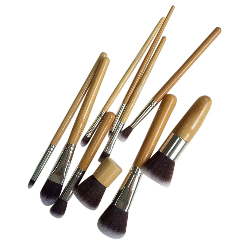 

10 PCS Professional Cosmetic Brush Set Bamboo Handle Synthetic Makeup Brushes Kit Make Up Brush Set Tools @ME88