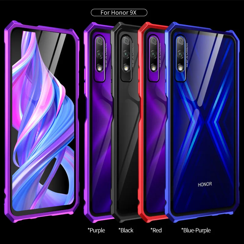OMEVE для huawei Honor 9X чехол с металлической рамкой и закаленным стеклом задняя крышка для huawei Honor 9X Pro Чехол Honor 9X бампер чехол
