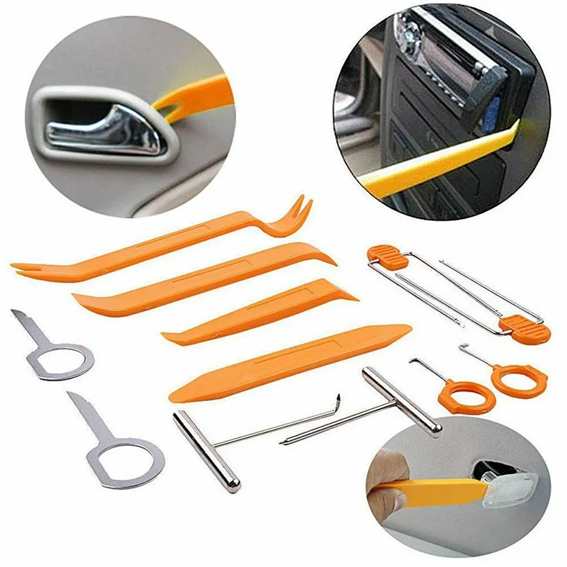 

12pcs/Set Portable Car Radio Panel Door Clip Panel Trim Dash Audio Removal Installer Pry Kit Hand Repair Tool Car Accessories