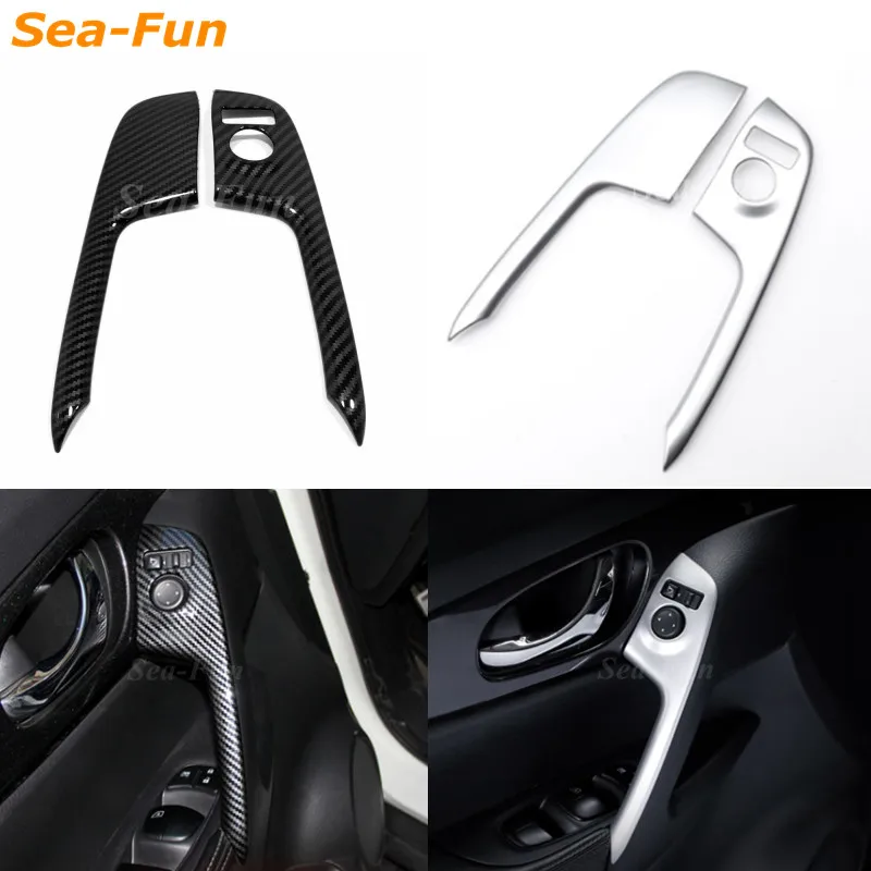 

2pcs Car Window Handshake Panel Cover Trim ABS Chrome Carbon Fibe Accessories For Nissan Qashqai J11 Rogue Sport 2016-2018