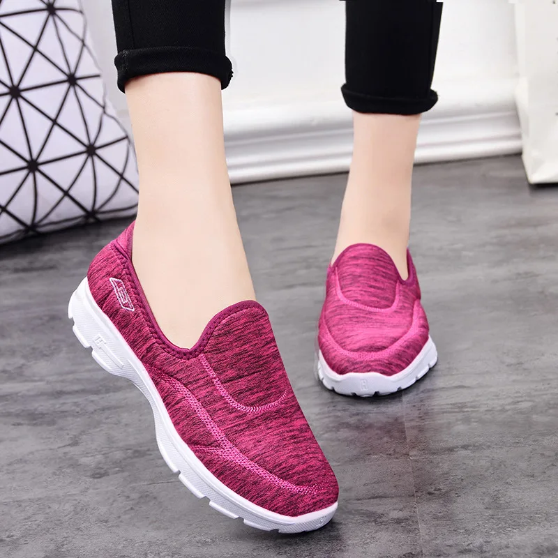 

2021 Women Stretch Fabric Flats Shoes Ladies Basic Simplicity Sneakers Light Vulcanize Breathable Mesh Sport Chaussures Plates