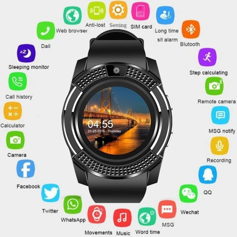 Мужские умные часы Bluetooth сенсорный экран Android модные спортивные мужские и женские