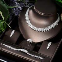 hibride classic 4pcs earring and necklace set for women bridal simple elegant leraf shape with high quality parrure bijoux n 704