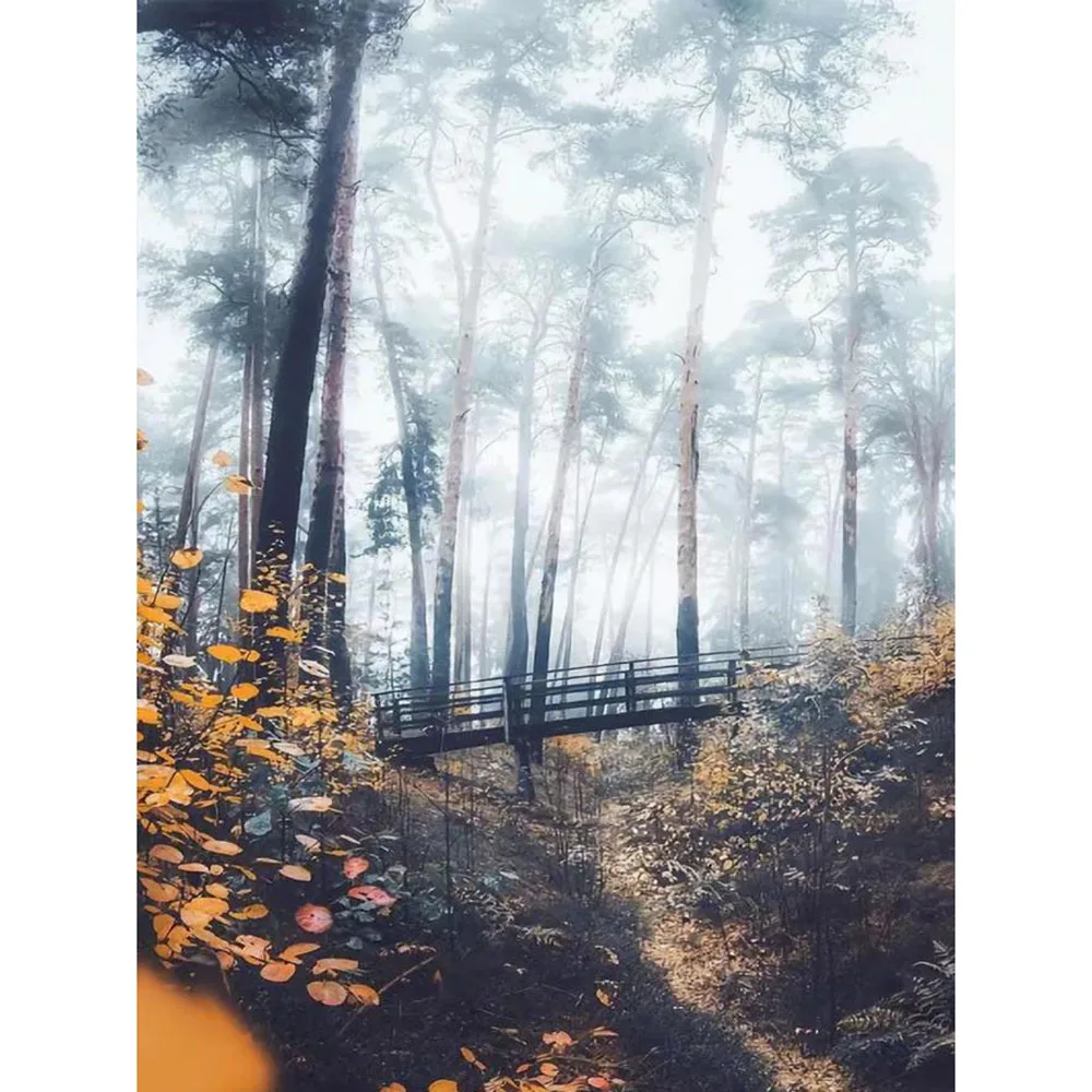 

KAMY YI DIY 5D Square Diamond Embroidered Forest Handmade Round Inlaid Rhinestone Cross Stitch Landscape Picture Home