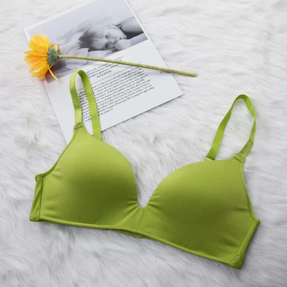 green Женские бюстгальтеры без косточек Brassiere, сексуальные, бесшовные, с глубоким вырезом и удобной посадкой - Цвет: green
