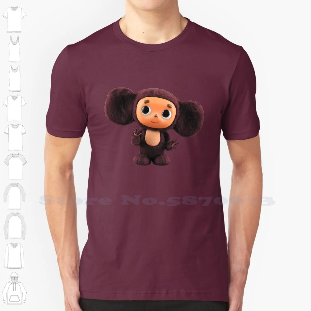 

Модная футболка Cheburashka, крутой дизайн, Чебурашка, обезьянка, медведь, большие уши, Россия, зоопарк, мультфильмы для детей